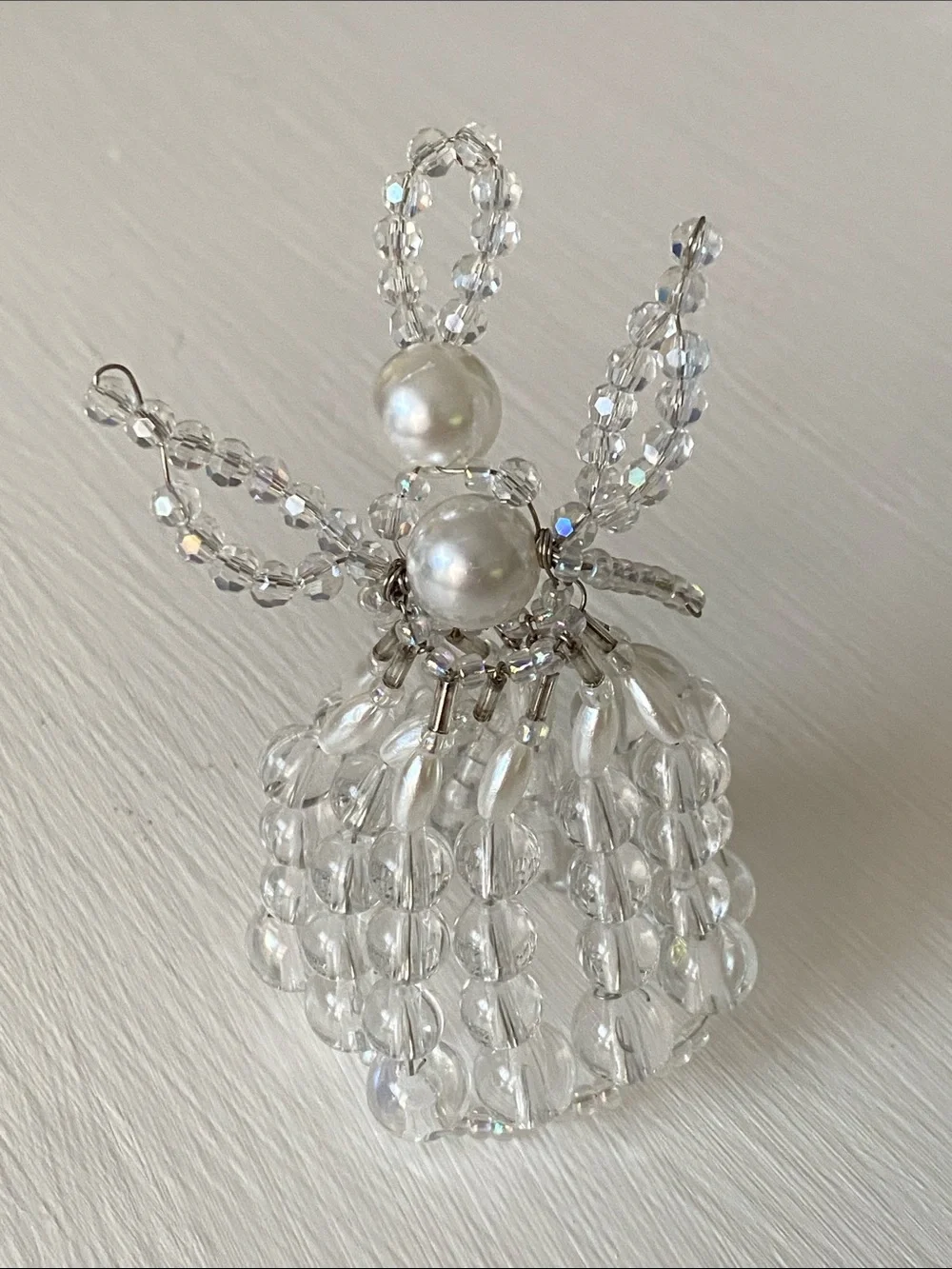 3D Crystal Angel Ornament - Clear Crystals & Pearls Christmas Decor